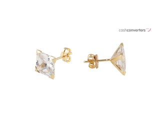pendientes oro 18k con piedra con circonita