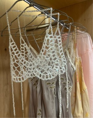 Sujetador Zara Talla S-M Blanco Perlas