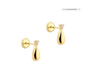 pendientes oro 18k con piedra con circonita