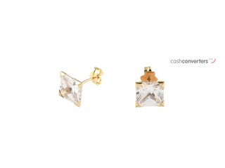 pendientes oro 18k con piedra con circonita