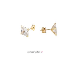 pendientes oro 18k con piedra con circonita