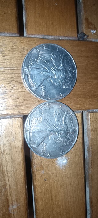 2 Monedas Plata USA One Dollar