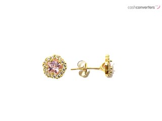 pendientes oro 18k con piedra con circonita