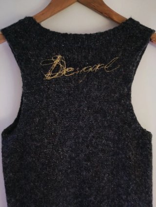Vestido punto Desigual flores bordadas