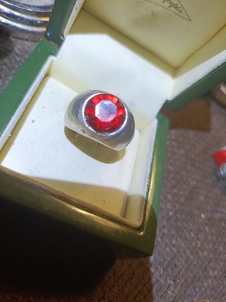 Anillo Plata con Piedra Roja
