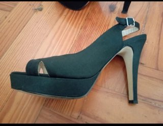 Sandalias tacón La Strada negras c/plataforma