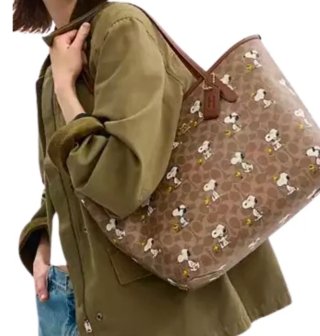 Bolso Shopper Coach x Peanuts Marrón Multicolor