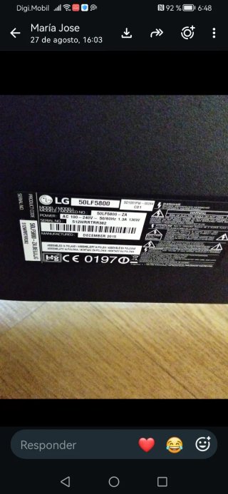 Televisor LG 50LF5800 50 Negro