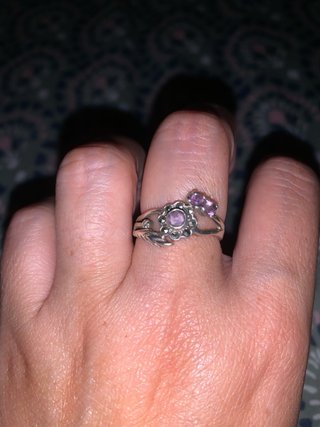Anillo Plata con Piedras Moradas