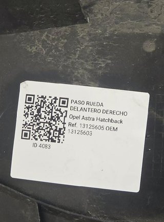 Opel 4083 13125603 pase de rueda delantero astra