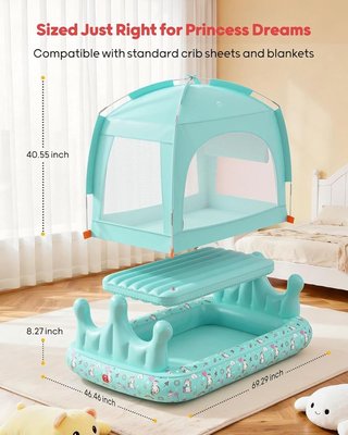 QPAU Cama Hinchable Infantil Rainbow Green
