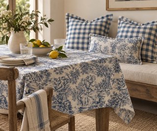 Set di cuscini decorativi Vichy e Toile de Jouy
