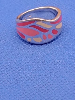 Anillo Plata Ley 925 Esmalte Abstracto