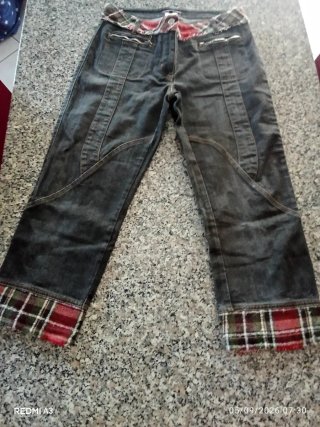Jeans donna fantasia scozzese