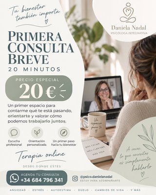 Consulta psicológica online 20 min por 20 €