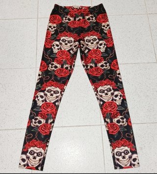 Leggings Calaveras y Rosas Talla Única