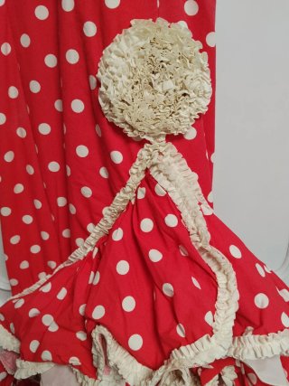 VESTIDO FLAMENCA DE   TIRANTES, ROJO Y BEIGE