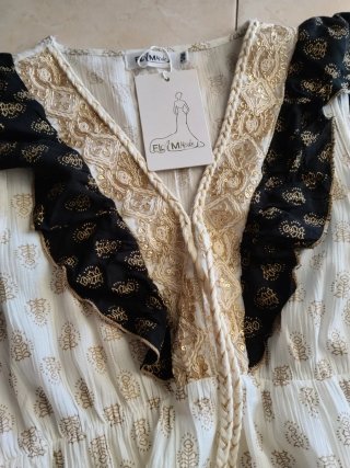 Abito lungo bianco e nero