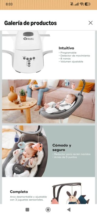 Hamaca eléctrica para bebé