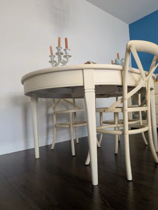 Mesa Comedor y 4 Sillas Madera Rattan