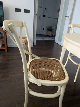 Mesa Comedor y 4 Sillas Madera Rattan