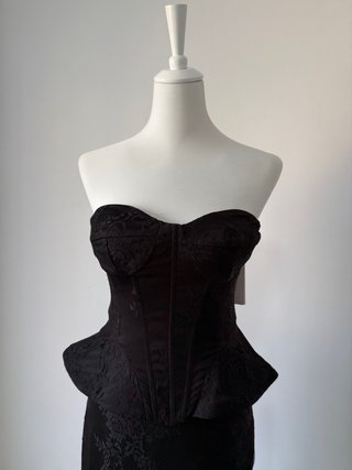 Conjunto Corset y Falda Larga Encaje Negro