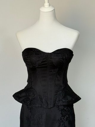 Conjunto Corset y Falda Larga Encaje Negro
