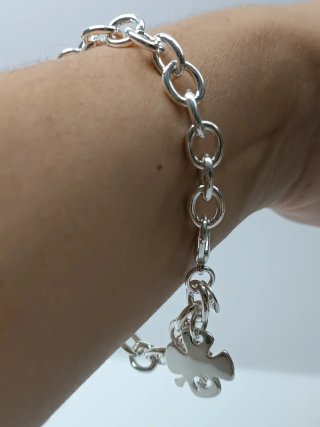 Pulsera de la suerte, Plata 925 Dije trébol.