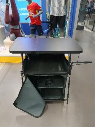 Mueble de cocina de camping L, plegable y con mampara