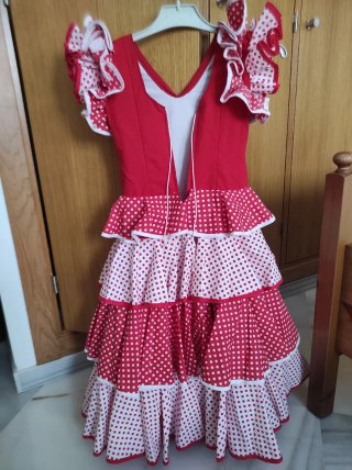 Traje Flamenca Niña Lunares Rojos