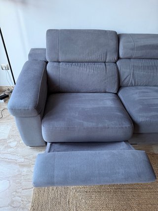 Sofá chaise longue gris tela