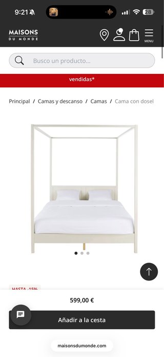 Cama dosel Maisons du Monde madera NEGOCIABLE