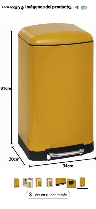 Cubo de basura 5five amarillo y negro