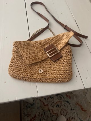 Bolso rafia y piel