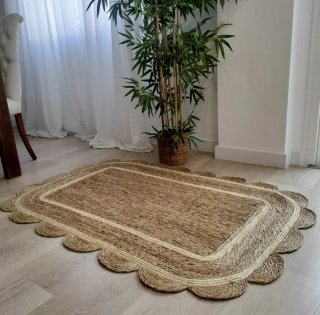 Alfombra Rectangular Fibra Natural Estilo Nórdico