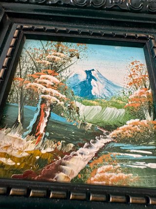 Quadretto vintage Monte Fuji in rilievo
