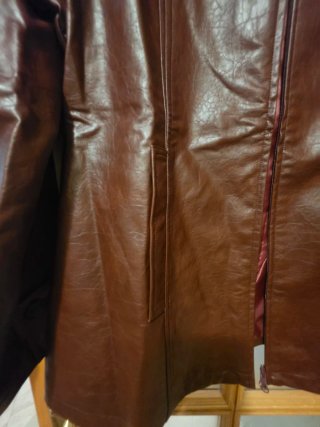 Chaqueta efecto piel marrón retro XL
