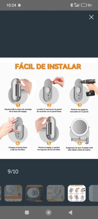 Espejo Maquillaje Facial LED Auxmir Plata 1x/20x