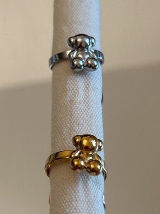 Anillo Oso Dorado y plateado Acero