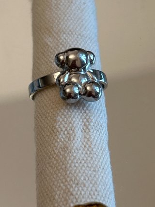 Anillo Oso Dorado y plateado Acero