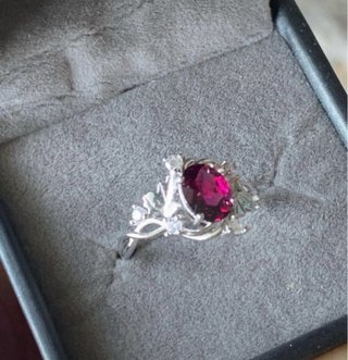 Anillo Rodolita Plata Diseño Hoja Arce