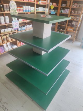 Góndola expositora verde desmontable