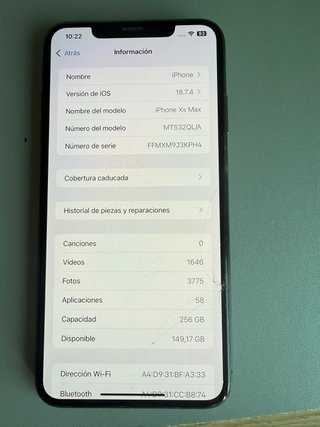 iPhone Xs Max 256GB Negro