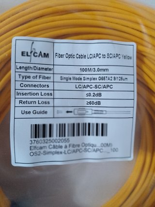 Elfcam Cabo fibra ótica amarelo 100 metros