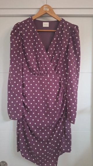 Vestido Vila Morado Lunares Talla M