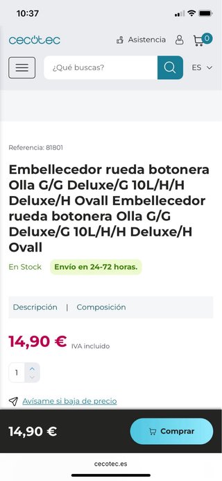 Embellecedor Rueda Botonera Olla G/G Deluxe