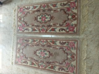 Tappeto di Crevillente in lana beige e rosa