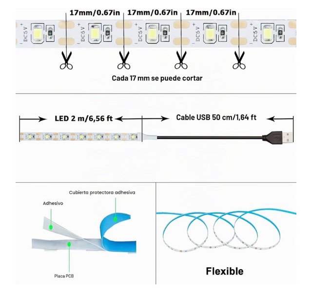 Cinta LED USB Azul