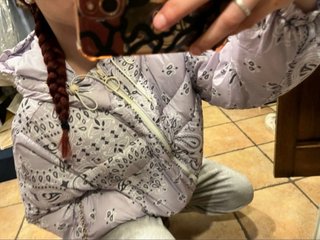 Abrigo Puffer Crop Bandana Lila Gris