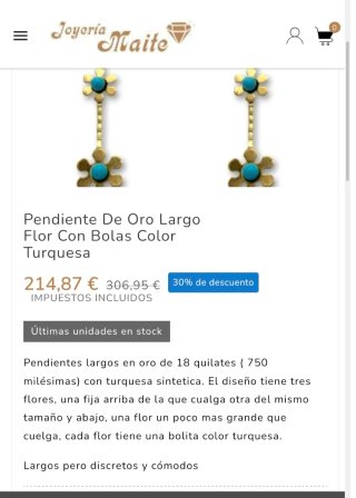 Pendientes Oro 18k sin estrenar